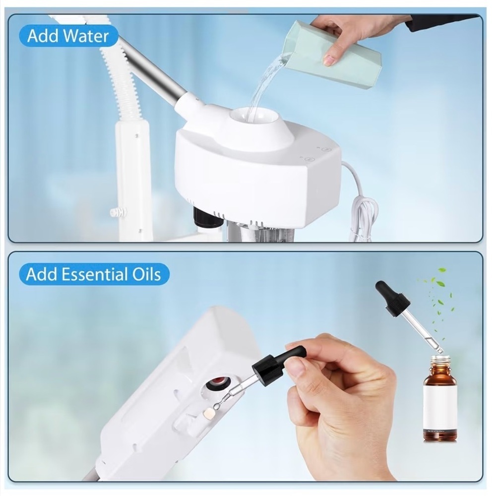 Esthetician or spa 2 in 1 steamer with magnifying light on rollers white - Picture 7 of 9